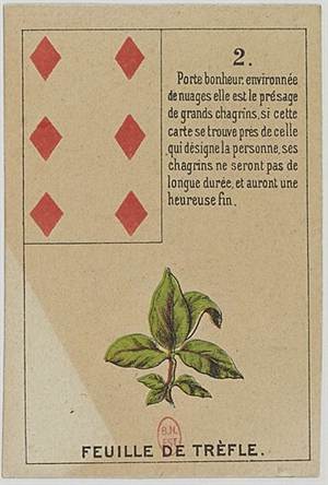 Lenormand Karte 2 Klee, alte französische Karte um 1900