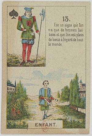 Lenormand Karte 13 Kind, alte französische Karte um 1900