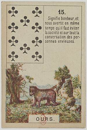 Lenormand Karte 15 Bär, alte französische Karte um 1900