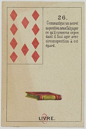 Lenormand Karte 26 Buch, alte französische Karte um 1900