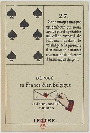 Lenormand Karte 27 Brief, alte französische Karte um 1900