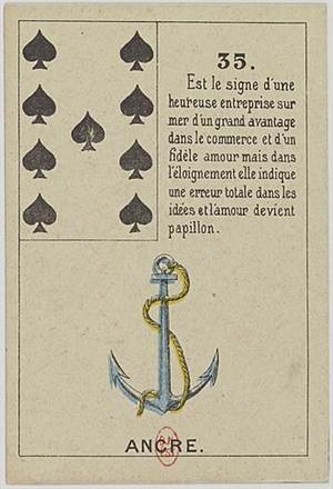 Lenormand Karte 35 Anker, alte französische Karte um 1900