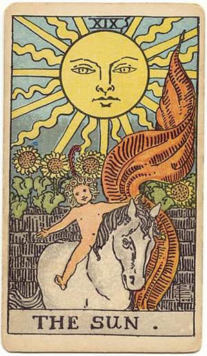 Tarotkarte Die Sonne, Originalkarte von Pamela Colman Smith 1909